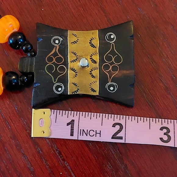 Ebony & brass amulet with glass bead necklace, origin Burkina Faso - Picture 5 of 5